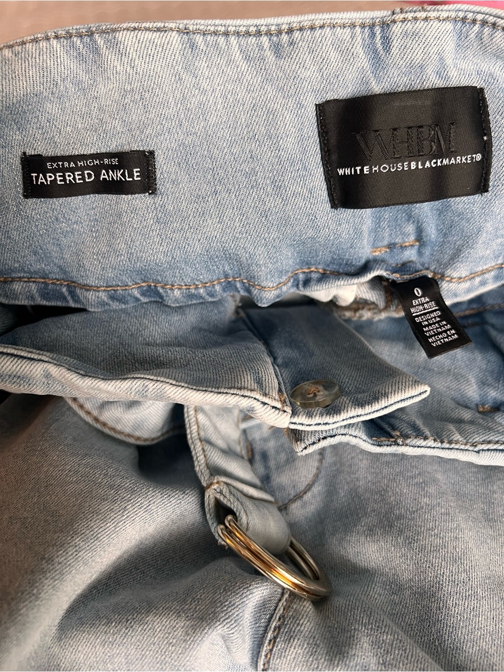 White House Black Market Petite Extra High Rise Light Wash Cargo Jean - Picture 4 of 8